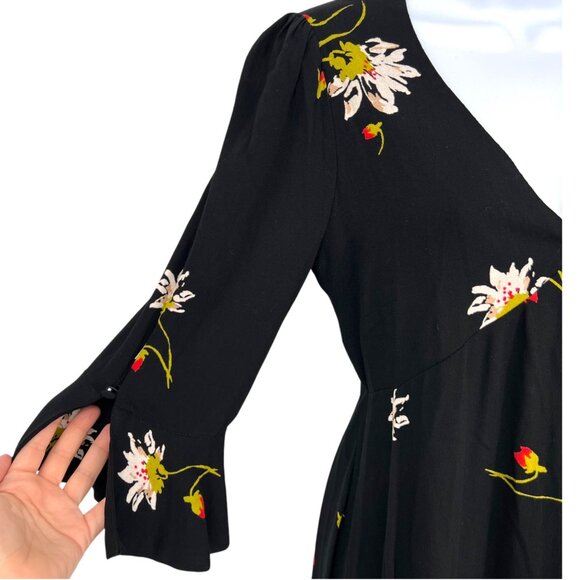 Free People Time On My Side Floral Wrap Mini Dress Black Size XS - Picture 3 of 10